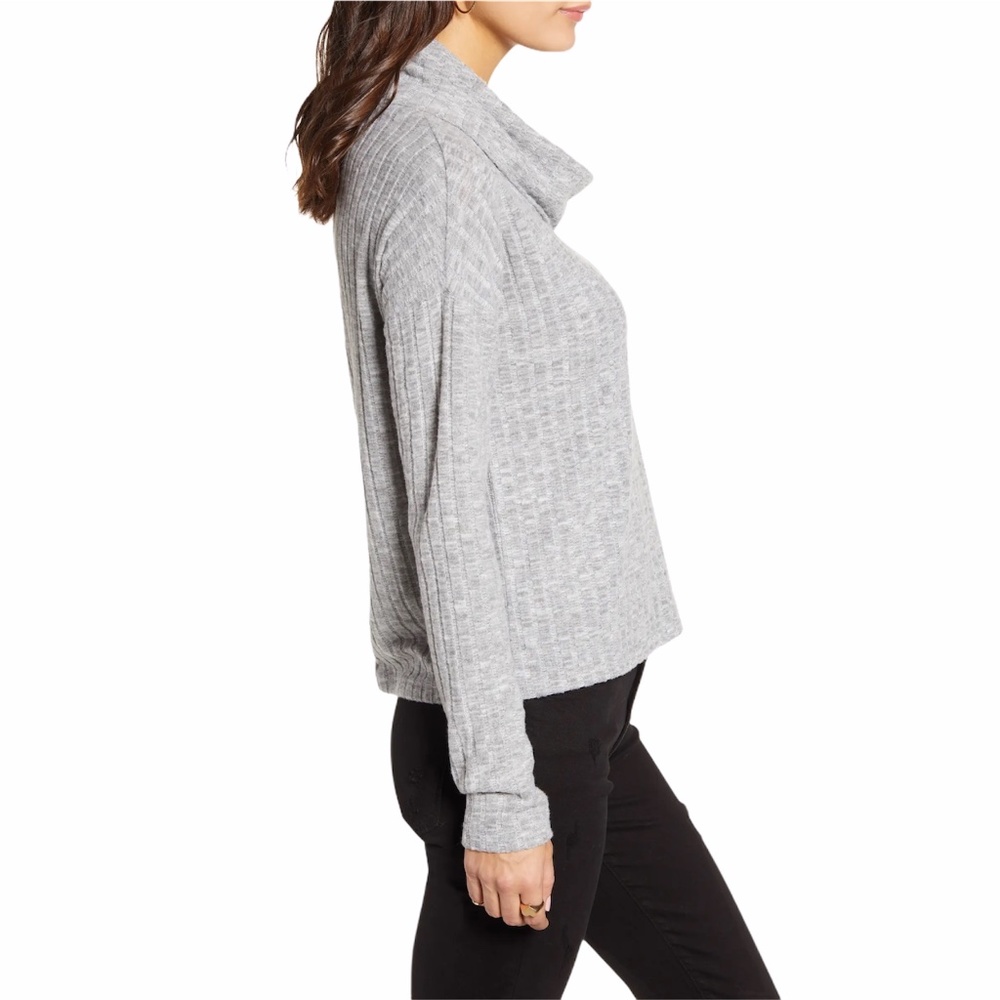 BP Ribbed Grey Slouchy Turtleneck Sweater - Picture 7 of 9